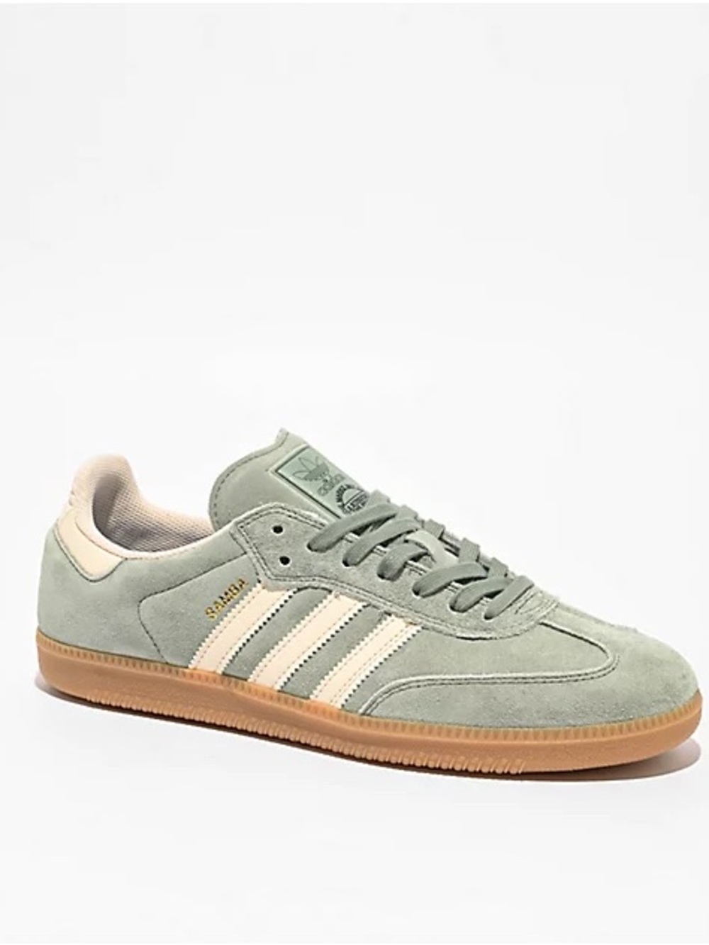 adidas Women's 5.5 Samba Suede Shoes in Sage and Cream